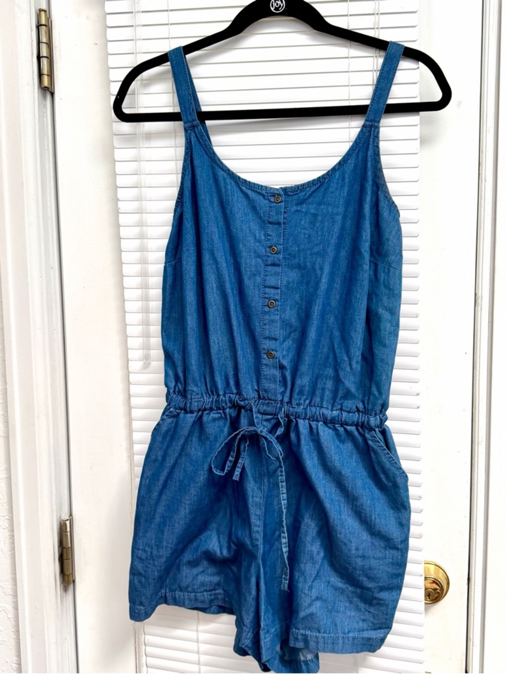 Slouchy Blue Romper with Elastic Waist